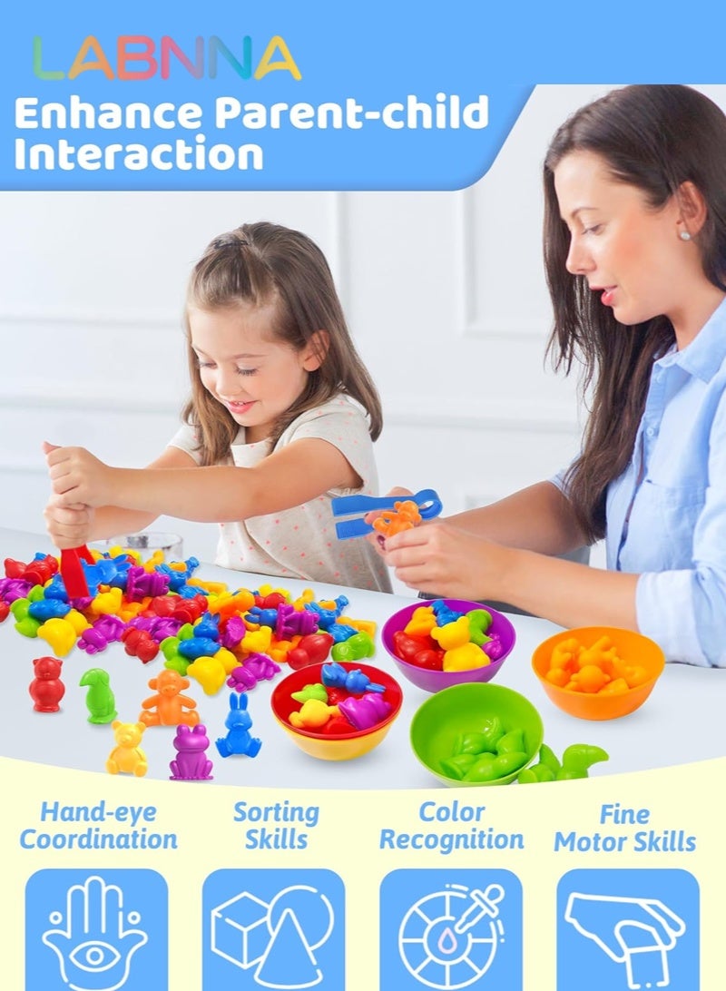 LABNNA 36 Pcs Counting Animals Matching Games Montessori Toys Color Sorting Toys for Toddlers 3+ Years Old Boys Girls, Preschool Learning Activities Educational Sensory Animal Figures Toys Birthday Gifts for Kids Toddlers - Image 4